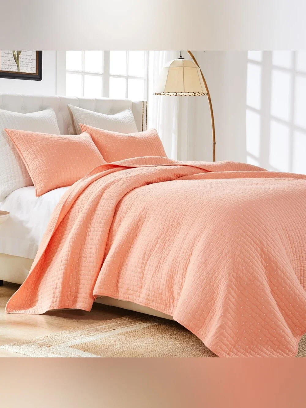 Greenland Home Textured Fashion Bedding Set, 3-Piece King- Monterrey Coral